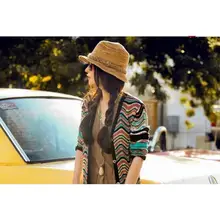 Yfashion Женская ткацкая наружная Солнцезащитная шляпа Кепка в стиле бохо модная цветная Складная солнцезащитная Кепка для женщин