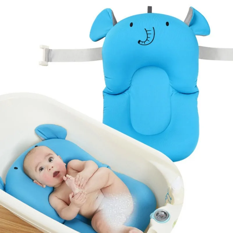 Best Non Slip Security Soft Baby Bath Pad Shower Portable Air Cushion Bed Babies Infant Non Slip Bathtub Mat Bath Blue Elephant