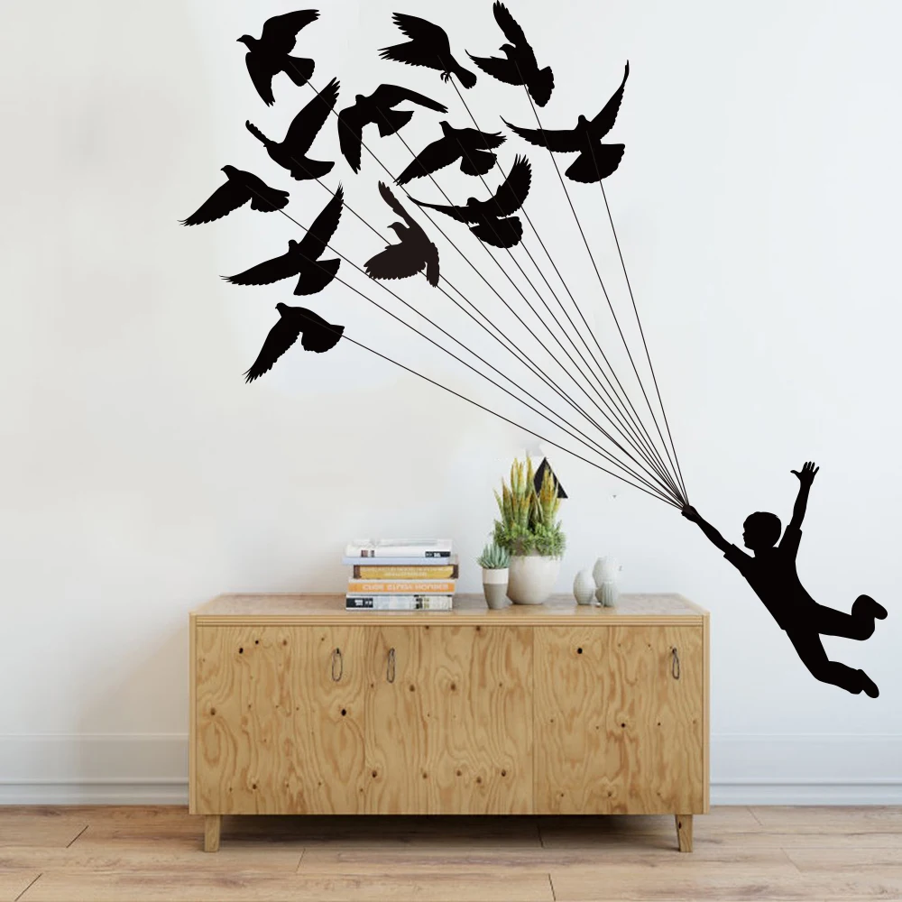 Large Balloon Birds little Prince Wall Decal Nursery Kids Room Dream True Boy Balloon Birds Wall Sticker Bedroom Playroom Vinyl  (3)