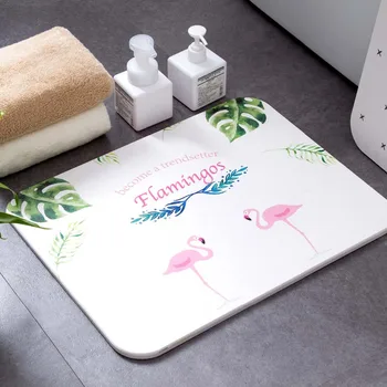 

Diatomaceous Earth Durable Fast Drying Absorbent Bathroom Rug Mat Bathroom Floor Mats Shower Bath Mat Flamingo Printed 45x35CM