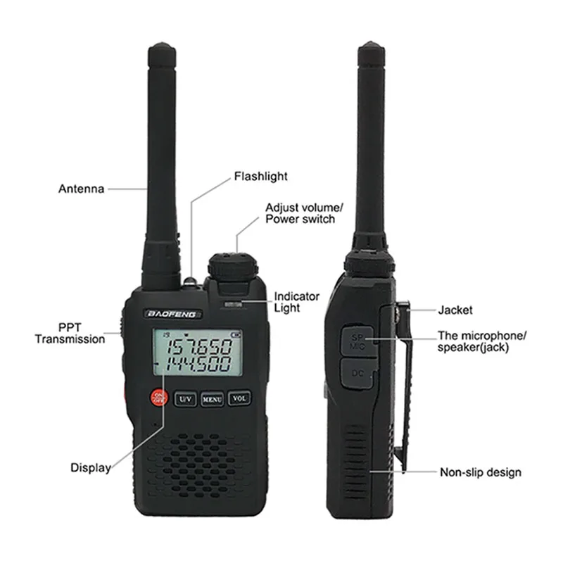 Лучшая цена Baofeng UV-3R мини рация UHF VHF Двухдиапазонная портативная двухсторонняя радиостанция Ham Hf Мобильный приемопередатчик UV3R VOX