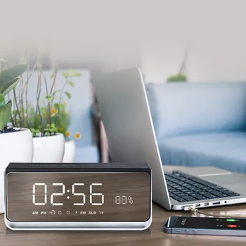 

2019 Wireless Bluetooth Speaker LED Light Alarm Clock with FM Radio Mirror Display 28#