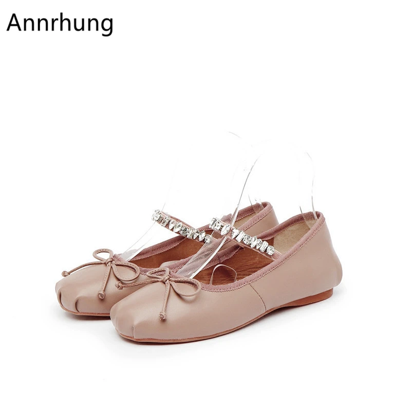 

Sweet Ballet Flats Women Luxury Silk Shiny Patent Leather Round Toe Increasing Heel Shoes Bowknot Crystal Strap Shoes Women
