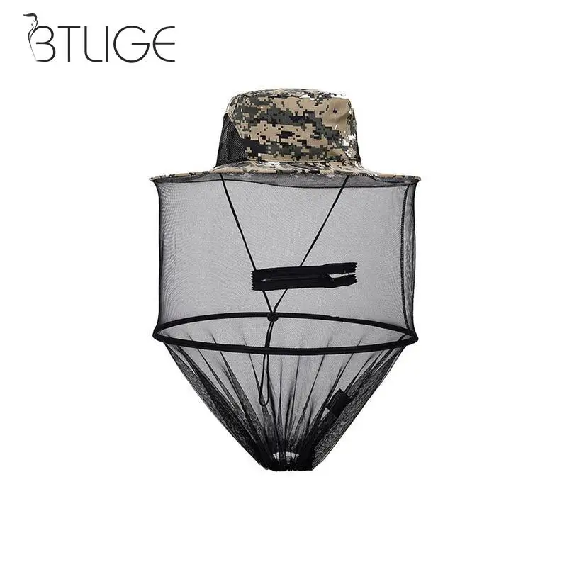 

Anti-UV Outdoor Bucket Hat Midge Mosquito Insect Bee Hat Fishing Bug Mesh Head Net Face Protector Travel Camping Bucket Hat