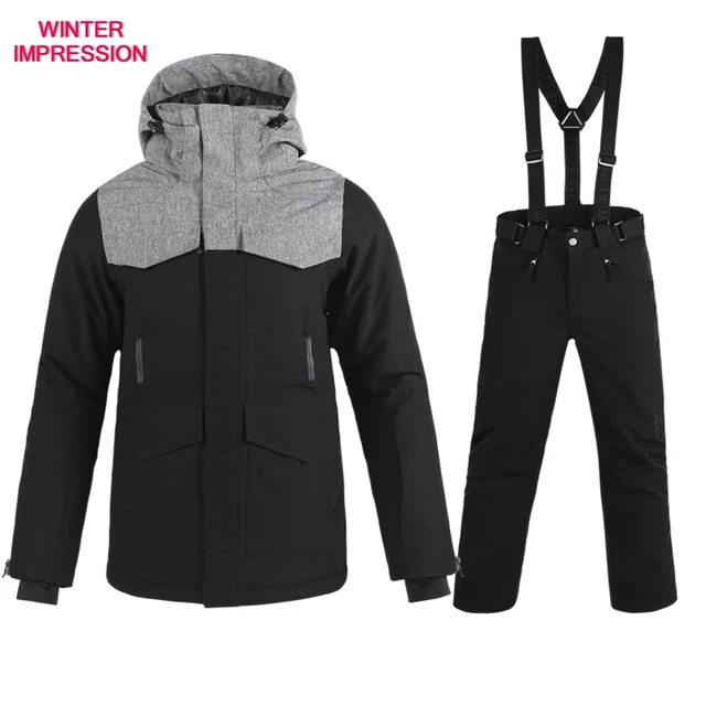 US $40.50 Free shipping New Brand Ski Suit Men Winter Waterproof Coat High-Quality Snowboarding Sets Black Co