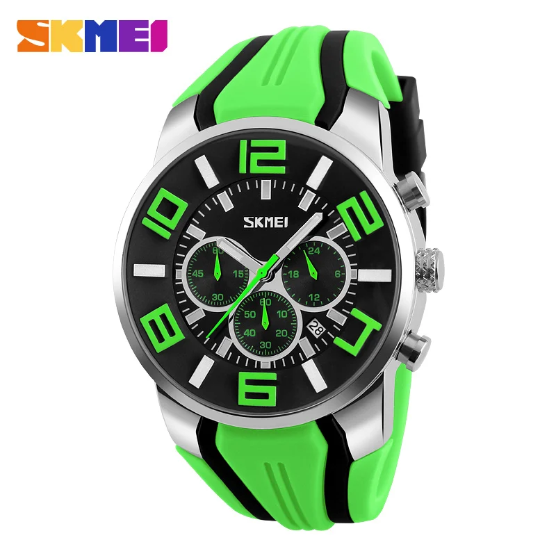 Топ модный бренд класса люкс SKMEI мужские наручные часы повседневные водонепроницаемые кварцевые часы мужские часы Relogio Masculino час - Цвет: green
