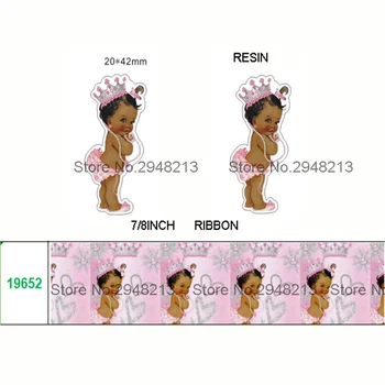 

printed cartoon baby girl grosgrain ribbon and resin sets 7/8inch 50yard ribbon and 50pcs resin 1sets REB339