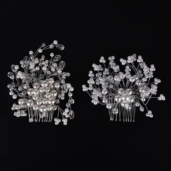 

1Pcs 2 Styles Charm Women Bride Crystal Pearl Rhinestone Bridal Wedding Hair Comb Hair Pins Accessories Hot Sale