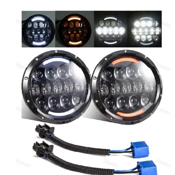 

7 Inch Round LED Headlight with White/amber Lighting color 7'' High/Low Beam Headlamp for Jeep Wrangler