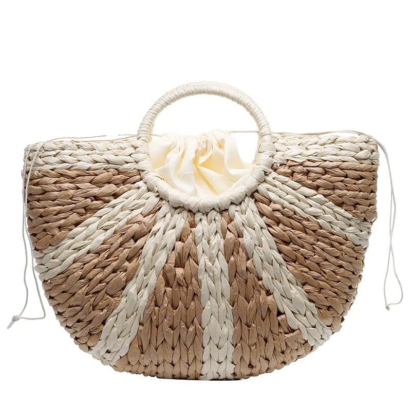 

JHD-Bag Female New Stitching Woven Striped Female Bag Shoulder Bag Fashion Europe And The United States Style Holiday Handbag