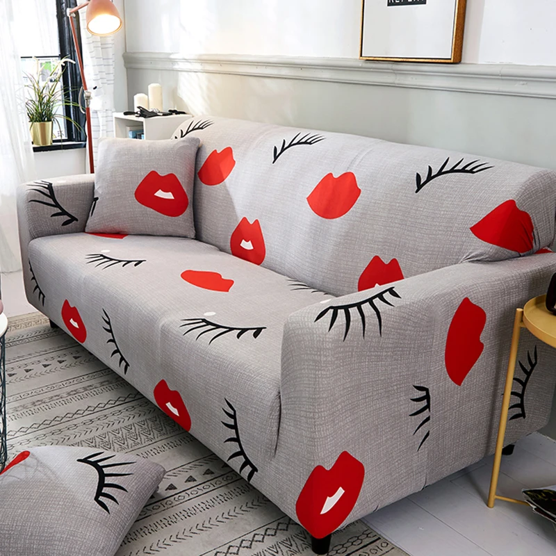 

red lips sofa covers All-inclusive Elastic Stretch couch cover Sectional Cover L Shape Armchair Single Two Three Four-seater