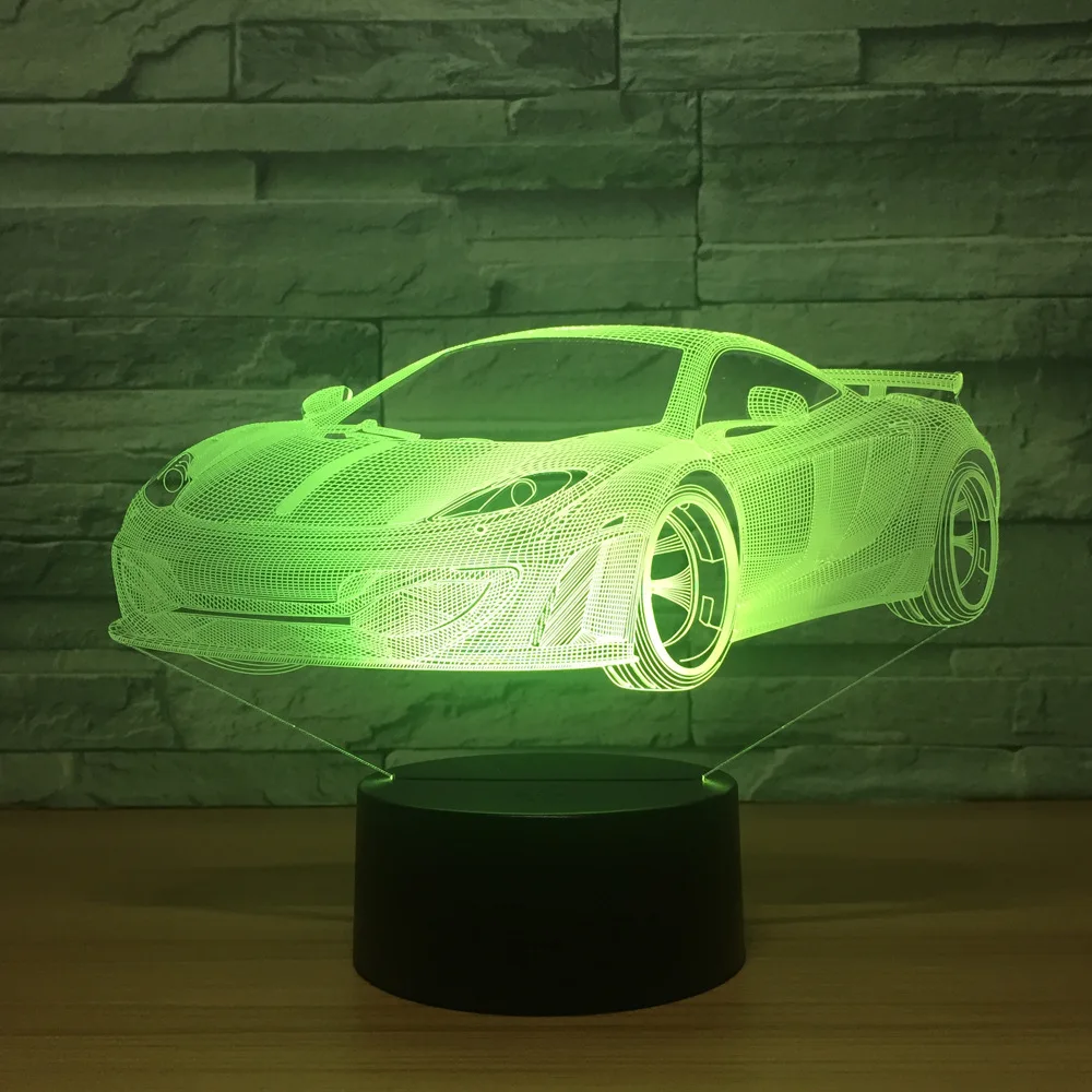 Крутая Автомобильная акриловая 3D лампа с голограммой Ночной светильник