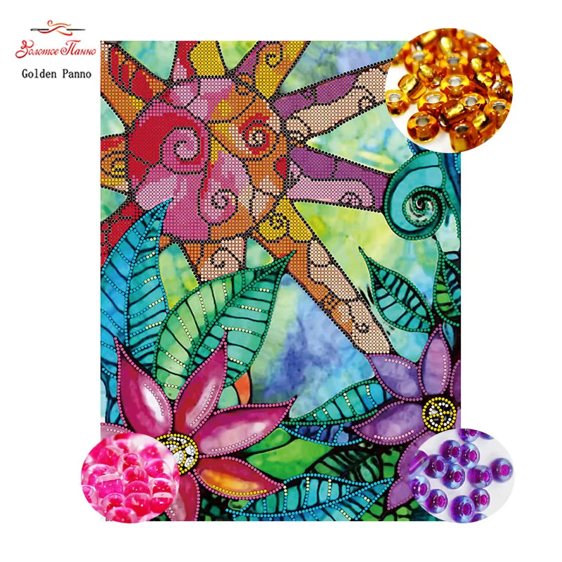 

Golden Panno DIY Diamond Embroidery Full Round Beaded Cross Stitch Diamonds Mosaic Home Decoration 09