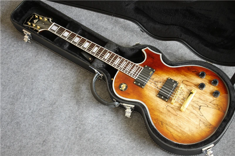 

New Arrival China OEM Nature Wood Suneye LP Custom Style Guitarra Electric With Block Pearl Inlay & Guitar Case Free Shipping