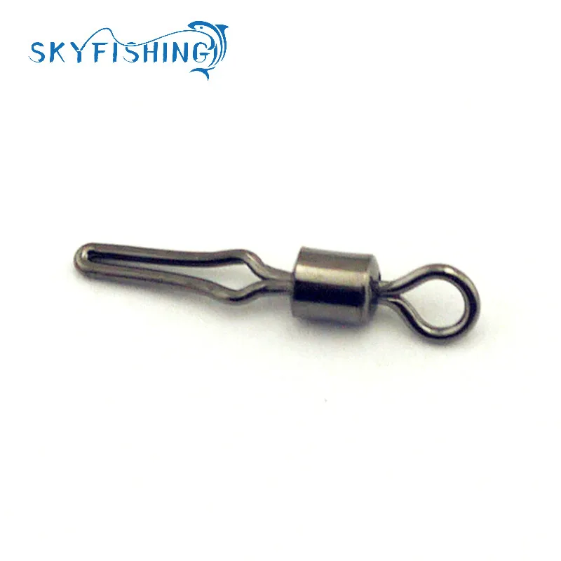 

50 pieces/lot Barrel Swivel With Side Line Clip Fishhooks Fishing Swivel Connector With Snap Emerillones Pesca