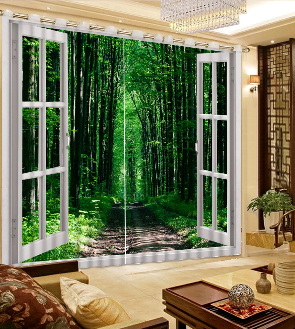 Современные 3D Шторы окна бамбук пейзаж HD красивые Кухня Шторы плотные becoration Шторы