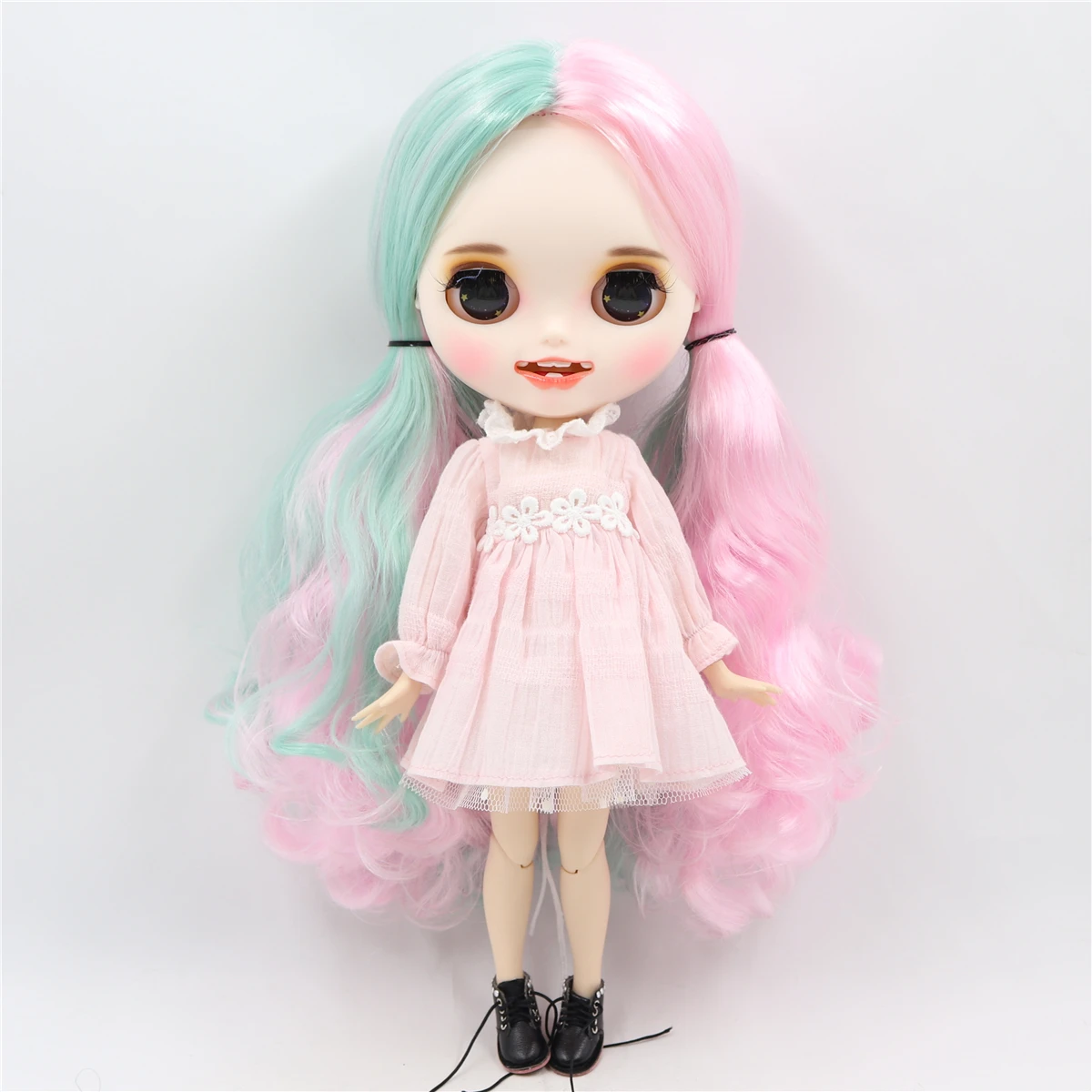 Details about   12" Blythe Doll Matte Customized Face Colorful hair Carved lips Eye Change Toy 