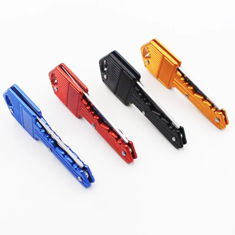 Clave cadena cuchillo portátil plegable cuchillo pelador Mini acampada llave en forma de cuchillo todos los días llevar equipo de auto-defensa cuchillo