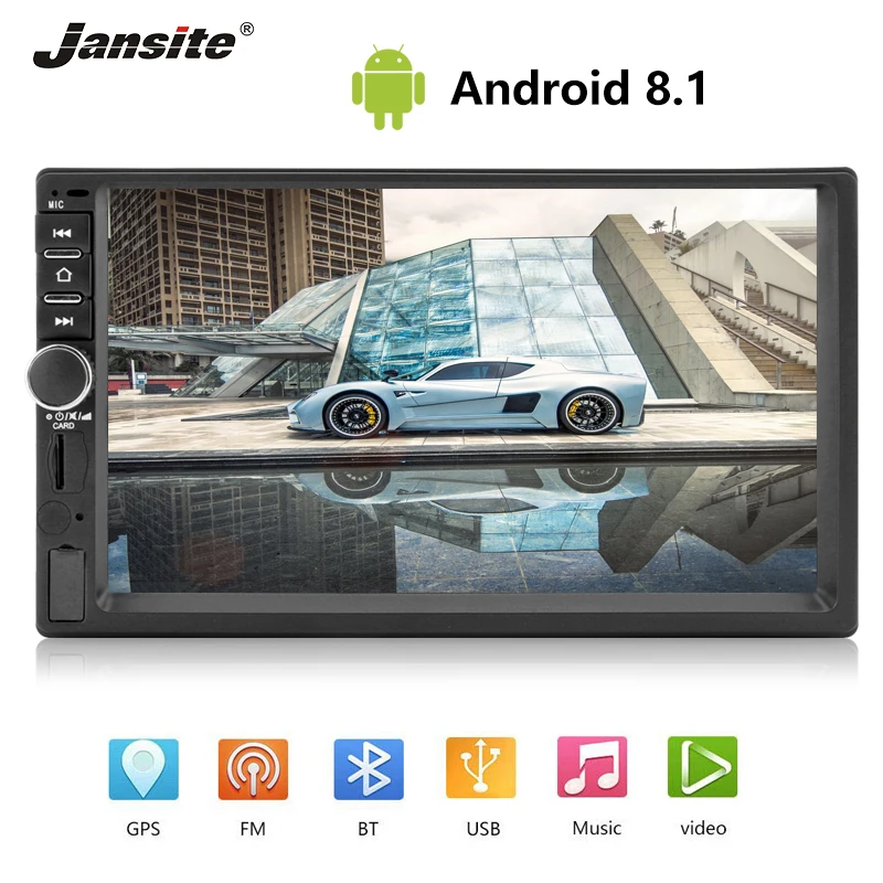 

Jansite 7" Double Din Car Radio Android 8.1 Touch Screen Player GPS Navigation Hand-free call radio Car Stereos with Rear camera