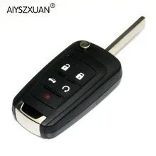 Flip Folding Key Shell for Chevrolet Cruze Remote Key Case Keyless Fob 5 Button Uncut HU100 Blade for Chevrolet LOGO included