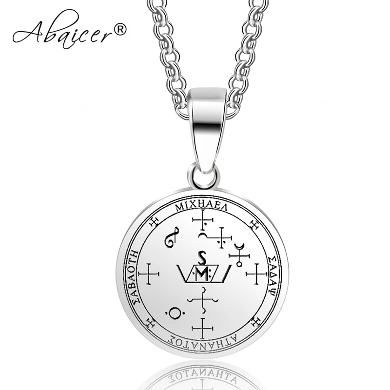 cooltime Silver/Gold Samael Sigil Pendant Archangle Medallion Necklace for Men Women cooltime Silver/Gold Samael Sigil Pendant Archangle Medallion Necklace for Men Women