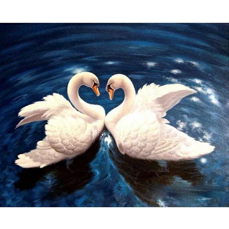 

Couple Lover Swans in Water Hand Made Paint High Quality Canvas Beautiful Painting By Numbers Surprise Gift Great Accomplishment