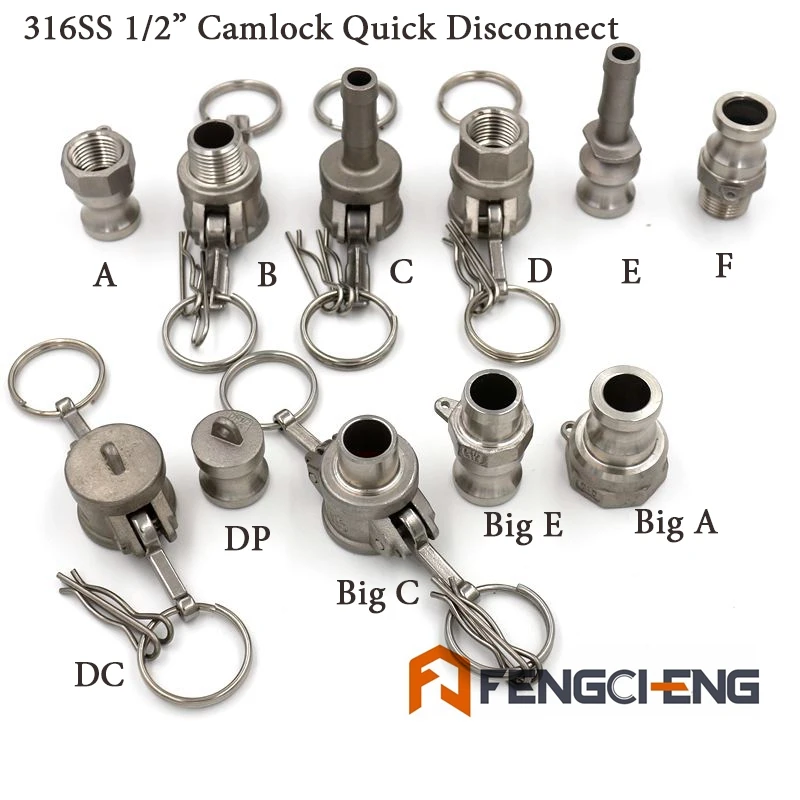 

316 SS 1/2" Camlock Quick Disconnect Cam & Groove Fitting Homebrew Beer Pump pipe Free Shipping