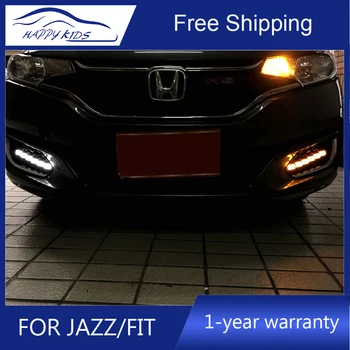 

Car styling Led drl for Honda Jazz Fit 2017-2018 led drl daytime light for New Jazz led drl with Yellow signal+fog lamp