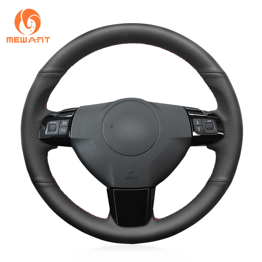MEWANT Black Artificial Leather Car Steering Wheel Cover for Opel Astra