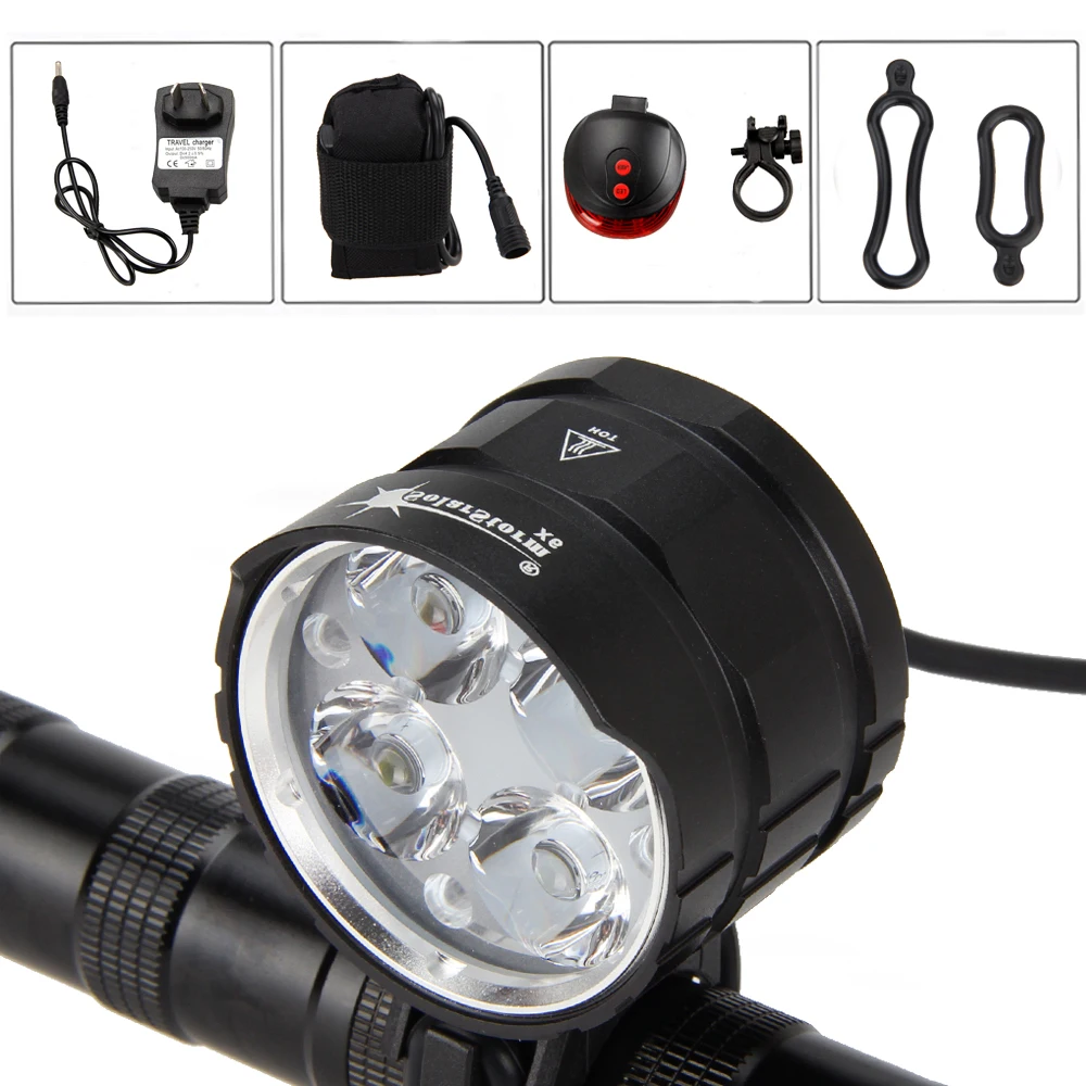 Велосипедный фонарь 8000лм 4x XML T6 светодиодный велосипедный передний светильник велосипедный светильник s вспышка светильник+ аккумулятор+ зарядное устройство переменного тока