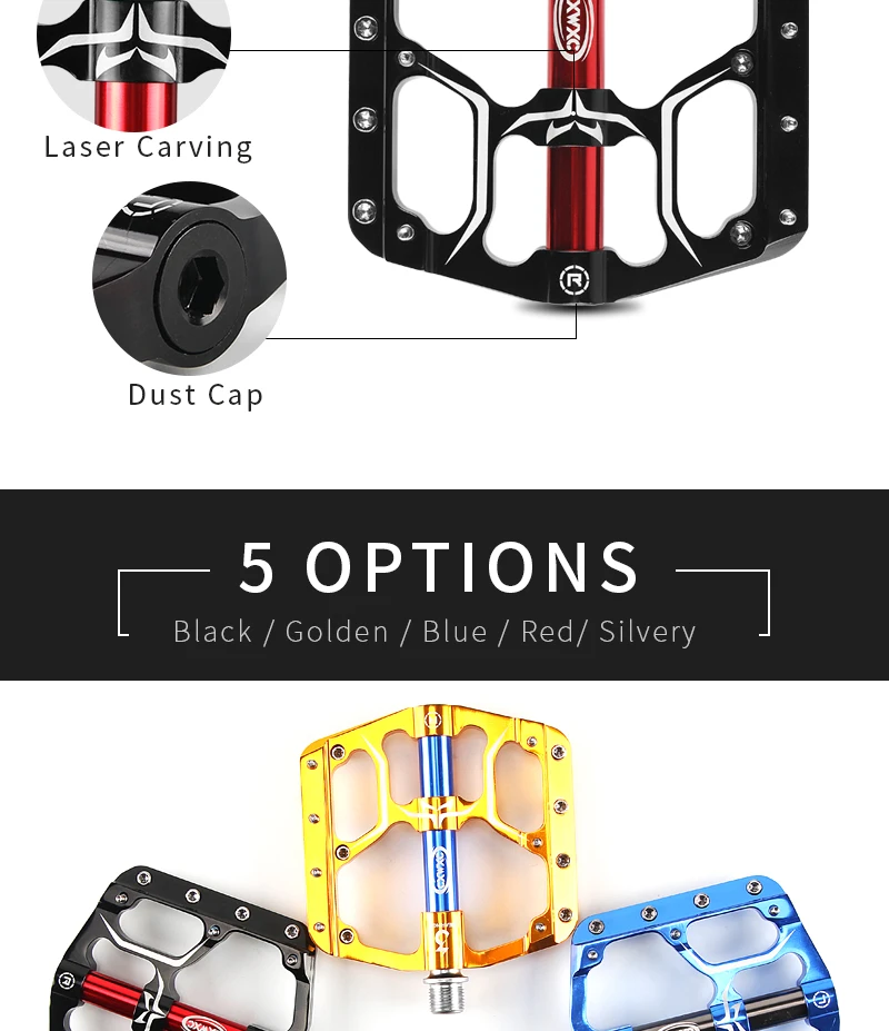 CXWXC Cr-Mo Axis велосипедные педали, для MTB Road 3 герметичные подшипники педали, широкая платформа противоскользящие педали велосипедные аксессуары