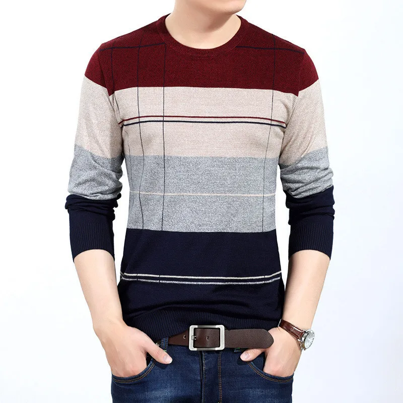 BOLUBAO, модный брендовый мужской свитер, Осень-зима, мужской однотонный пуловер с длинным рукавом, облегающий свитер, мужская спортивная одежда - Color: Red