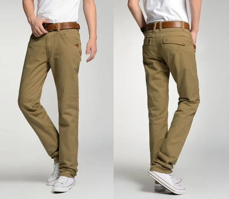 Новые мужские повседневные брюки Модные хлопковые карманные Большие размеры прямые брюки длинные мужские брюки хаки Черный Армейский зеленый 34 38