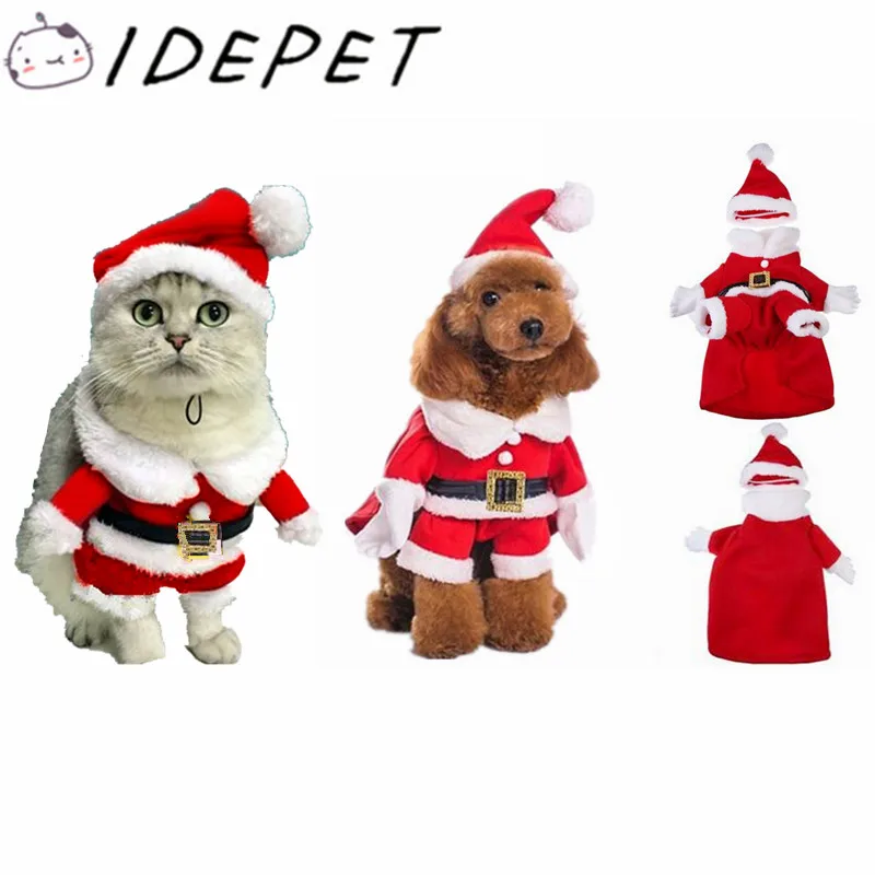 Новогодние товары Cat Одежда Собака Костюм Кошки Костюмы Санта Клауса зима Pet