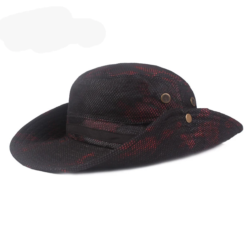 RoxCober уличная походная камуфляжная мужская Кепка из сетчатого дышащего ведра шляпы ветряная веревка фиксированная пляжная шляпа складные рыбацкие шапки