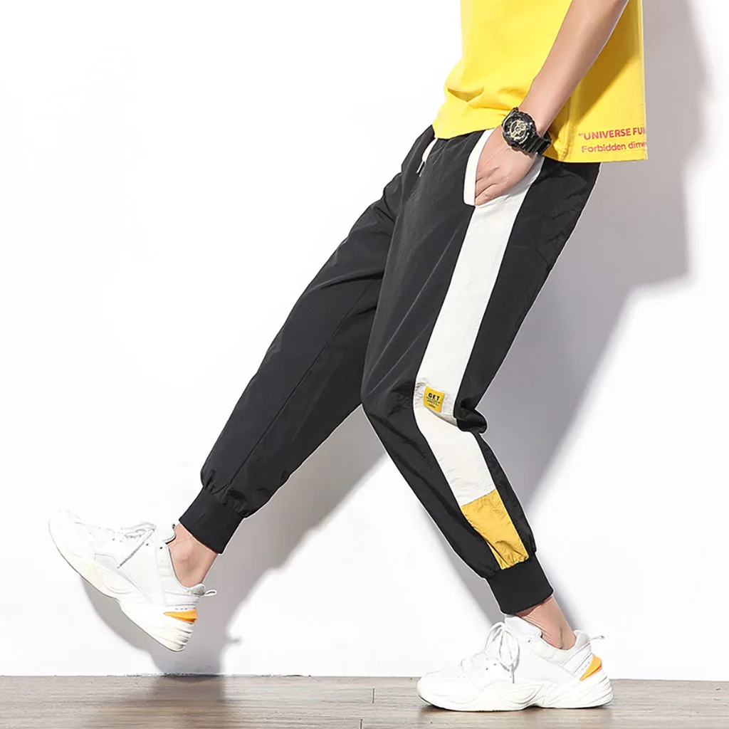 

Spring Summer Mens Pants Fashion Skinny Sweatpants Mens Joggers Striped Quick drying Gyms Clothing Plus Size 5XL Harem Pant