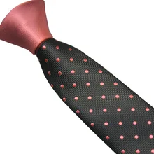 LAMMULIN мужские галстуки коралловый розовый Узел контрастный черный с коралловым розовым горошек жаккардовый галстук микрофибра тонкий галстук 6 см