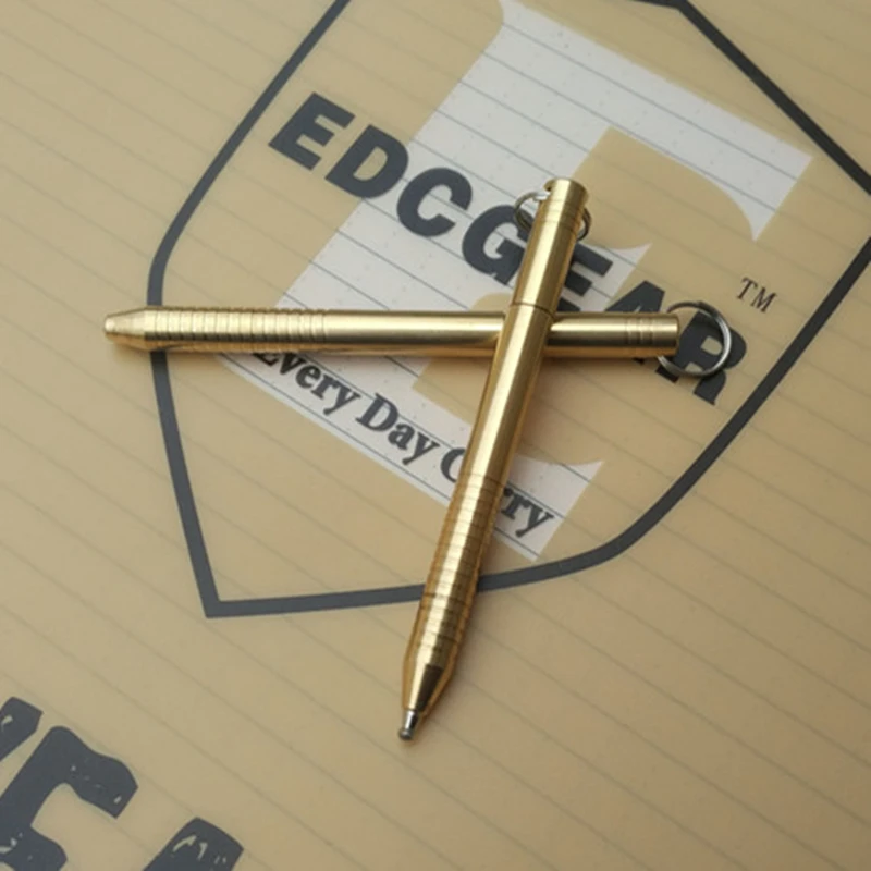 EDC Mini Key Ring Pen Outdoor Pocket Portable Brass Pen Outdoor Camping