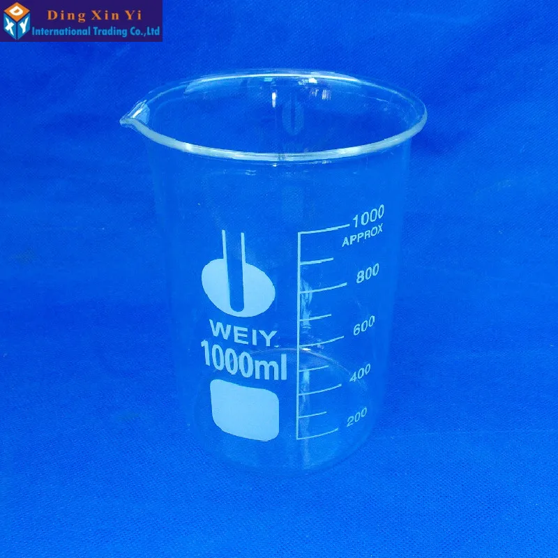 1000 мл низкая форма стакан из боросиликатного стекла для химической лаборатории прозрачный стакан утолщенный с носиком 1 шт