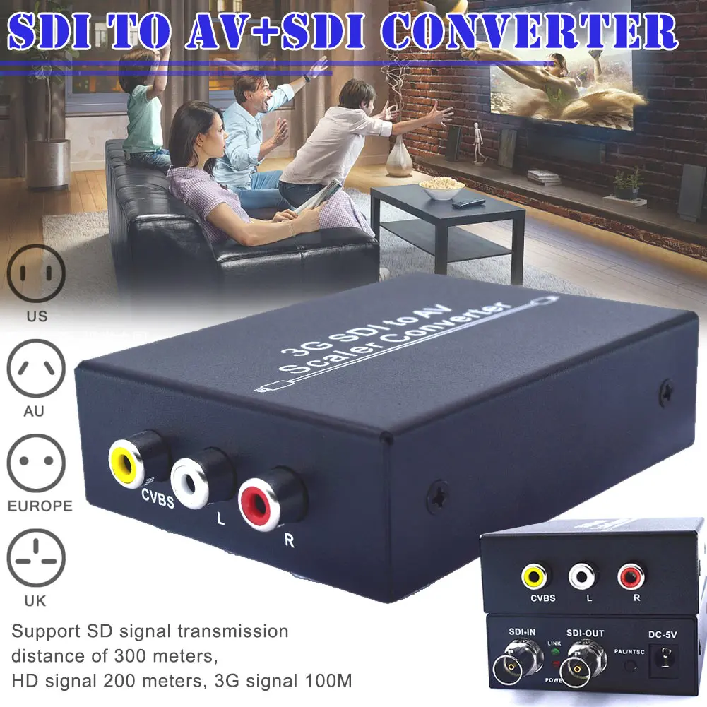 

HOT 3G SDI to 3-RCA AV Scaler Converter Adapter SD-SDI HD-SDI 3G-SDI 2.97Gbps BUS66