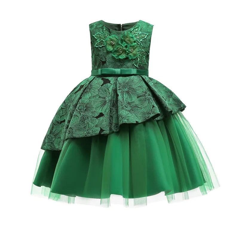 Торжественное платье для девочек от 2 до 12 лет платье принцессы с цветочным узором для свадьбы, дня рождения и Рождества Одежда для девочек