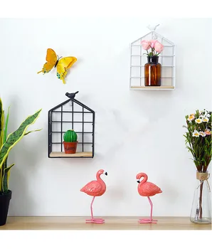

1PC Bird Cage House Iron Craft Wall Shelf Metal Hanging Storage Flower Racks Plant Pot Wall holder Decorative Wall Shelf JL 249