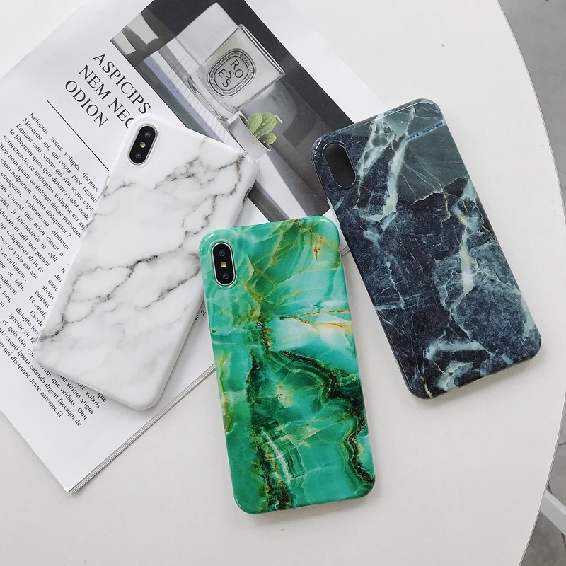الرخام جراب هاتف سفور iphone 7 XS ماكس حالة لينة TPU الغلاف الخلفي ل iphone 6 6 S 7 8 زائد iphone X XR حالة غطاء جراب هاتف s