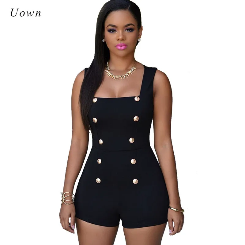 Women Black One Piece Fitted Jumpsuits Summer Sleeveless Playsuit Shorts Pants Rompers Outfits Nightclubs Party Casual Bodysuits