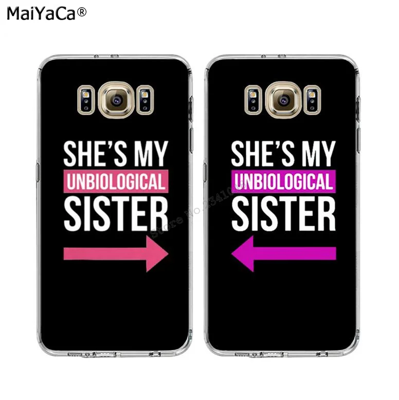 Мягкий прозрачный чехол для телефона с надписью she is my sister BFF и samsung s6 edge plus s7 s8 s9 s10