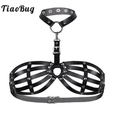 TiaoBug женский панк черный искусственная кожа портупея цепь тела грудь клетка бюстгальтер клуб вечерние фестивальный рейв костюм Готический бондаж пояс