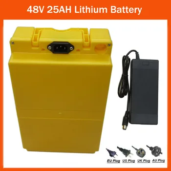 

48V 1000W Electric Bike bicycle Battery 48V 25AH Lithium 18650 battery With Plastic Case 30A BMS 54.6V 2A charger free shipping