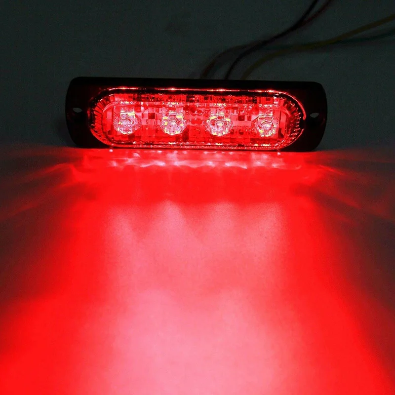 1 шт. 4LED автомобиль красный мигающий стробоскоп светильник срочная Предупреждение льная Лампа DC 12 V-24 V