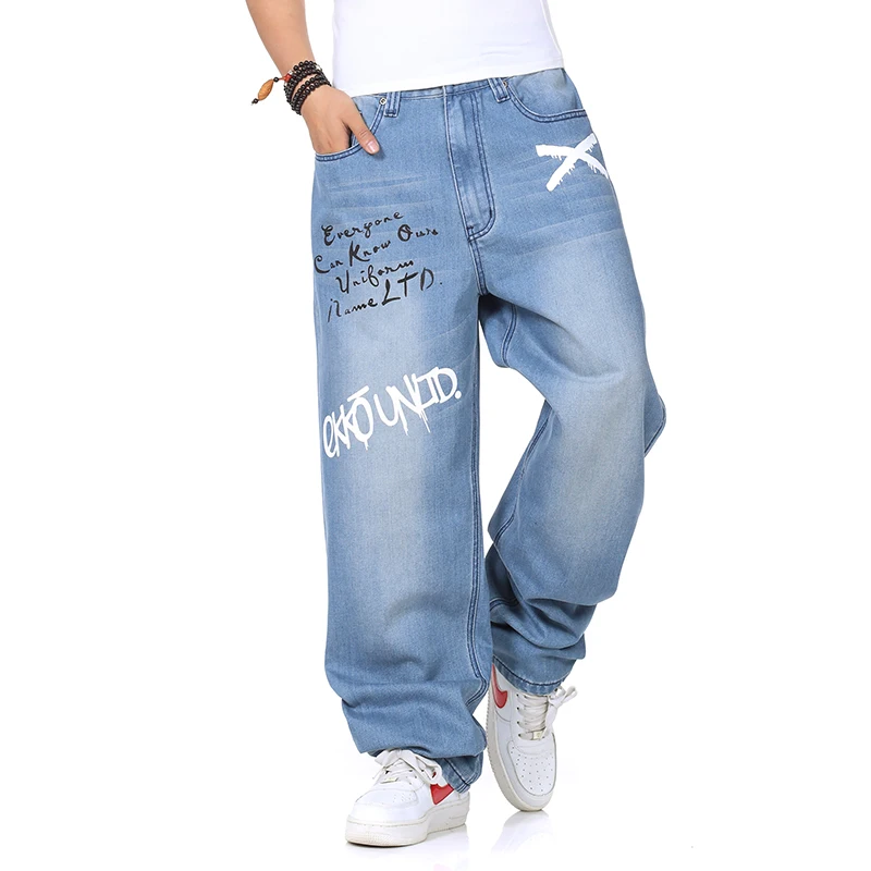 

2019 VXO Mens Denim jeans Man loose jeans hip hop skateboard jeans baggy pants denim pants hip hop men Graffiti jeans