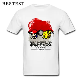 

Birthday 1996 T Shirts Men Catch Them All Graphic T-shirt Anime Cute Monster Tops & Tees Ball Team Cotton Tshirt For Adult